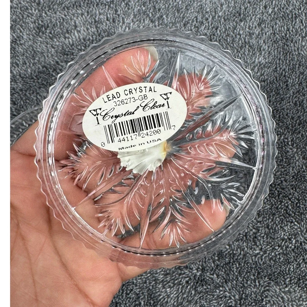 Fifth‎ Avenue Crystal Portico Lead Crystal Coasters Set of 4 Clear Starburst USA